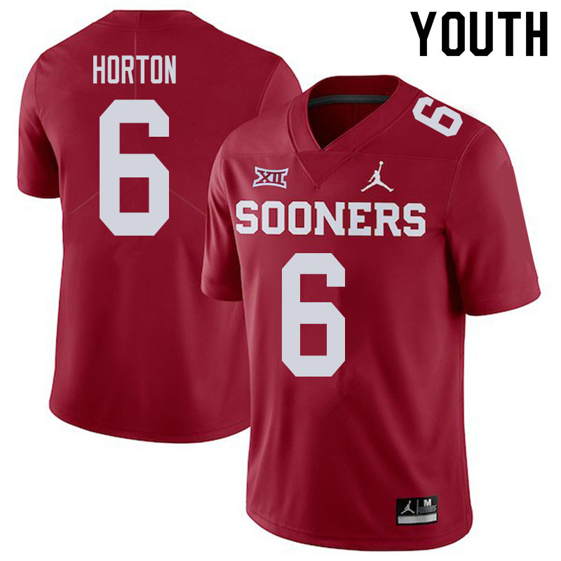 Youth #6 Cade Horton Oklahoma Sooners College Football Jerseys Sale-Crimson